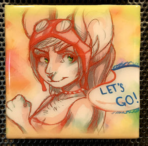 "Lets Go!" Tile Coaster/Magnet by Chigri