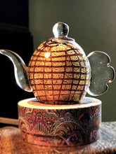 Dale Tiffany Glass Tea Pot Sculpture - Bronze & Brown Accents