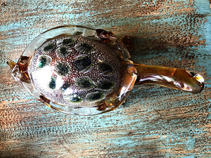 Hand Blown Glass Turtle Sculpture by Dale Tiffany - Green Spotted Back