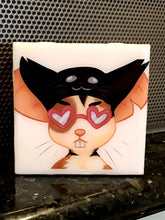 "Mouse with Heart Glasses" - Tile Wall Art by Chigri